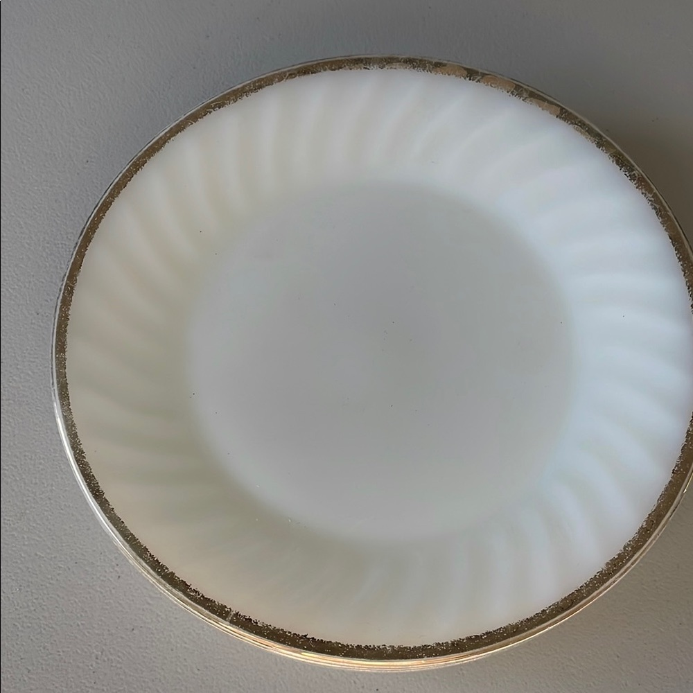 Vintage 1960s Fire King Set of 3 Translucent White Milk Glass Salad Plate